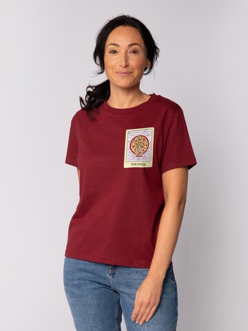 Maglietta 'Tarot The Pizza' di Watapparel in rosso: frontale