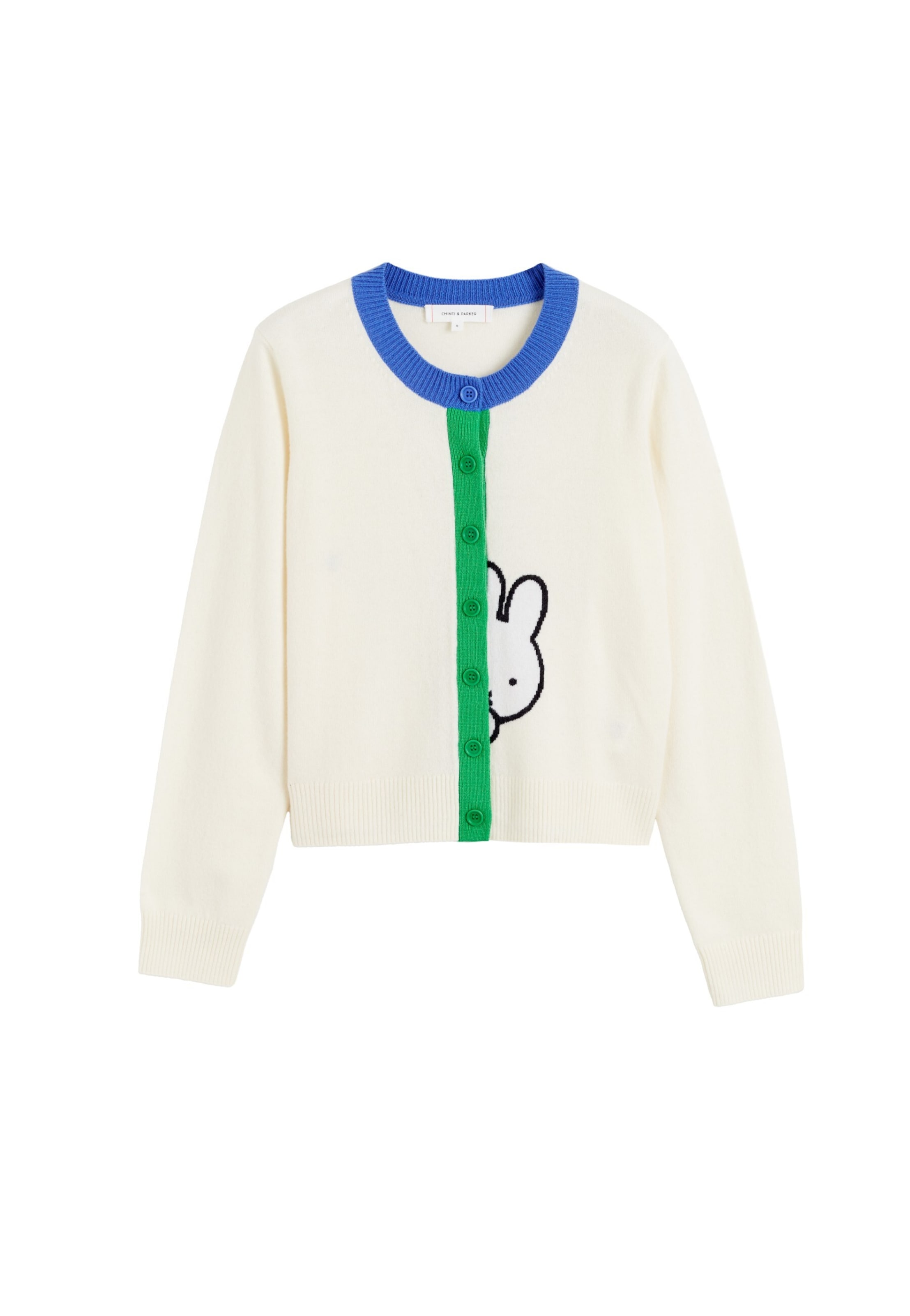 Chinti & Parker Gebreid vest 'Miffy Peek' in Beige: voorkant