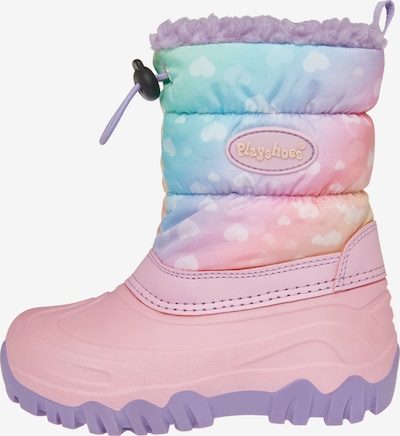 PLAYSHOES Čizme za snijeg 'Regenbogen' u plava / zelena / lila / prljavo roza, Pregled proizvoda