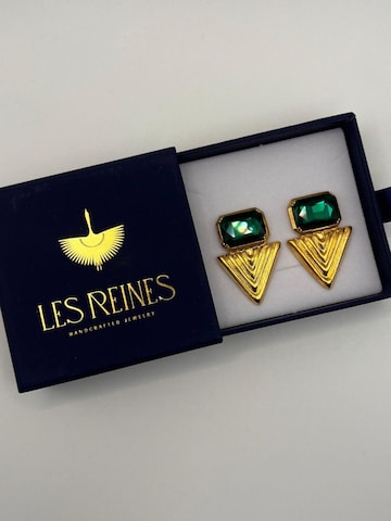 Les Reines Örhängen 'Green Zenith' i guld