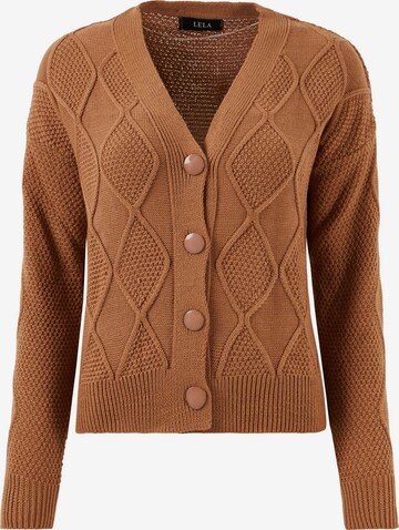 LELA Knit Cardigan in Brown: front