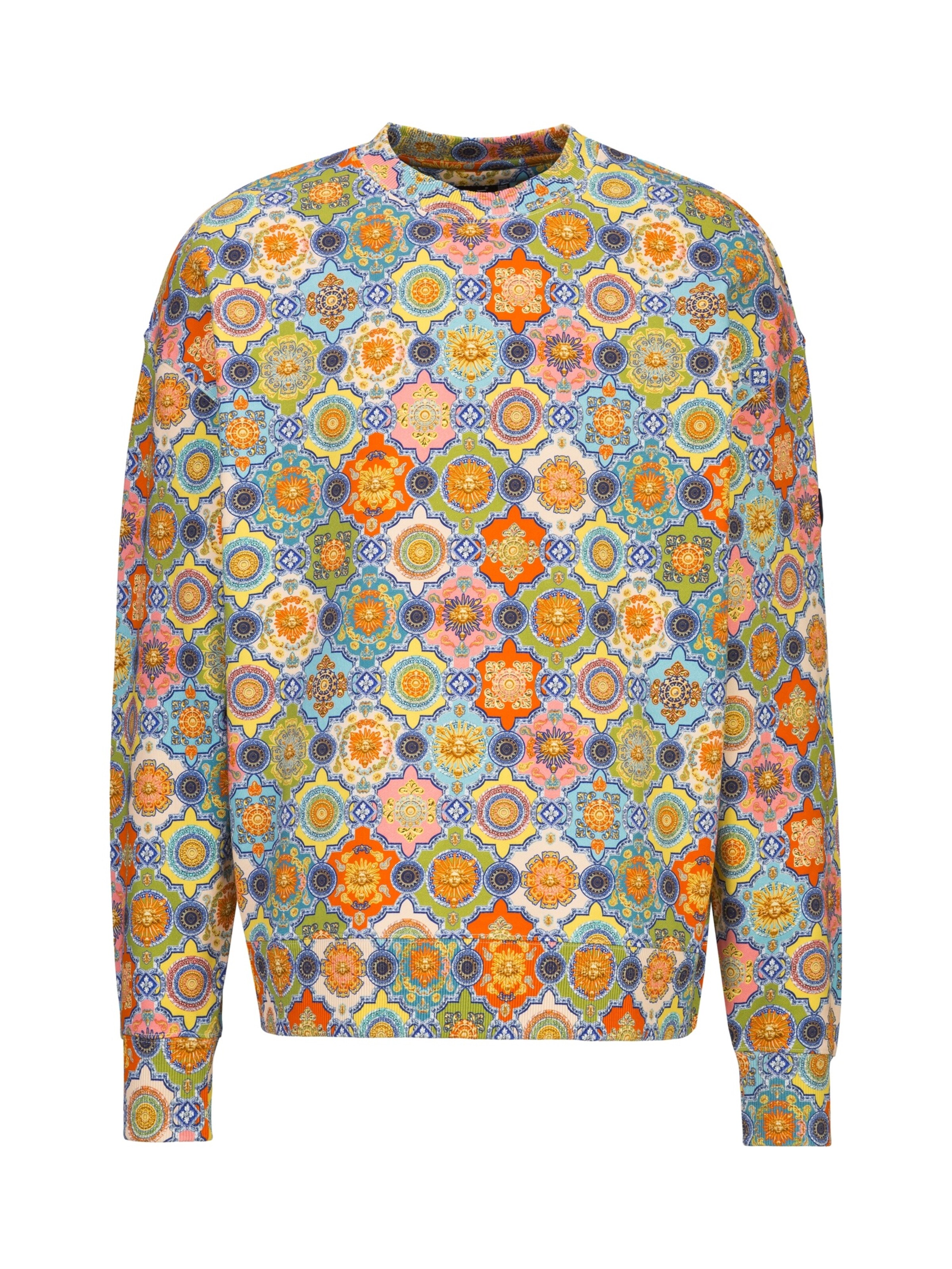 19V69 ITALIA Sweatshirt 'Omero' in de kleur Beige / Navy / Lichtgroen / Oranje, Productweergave