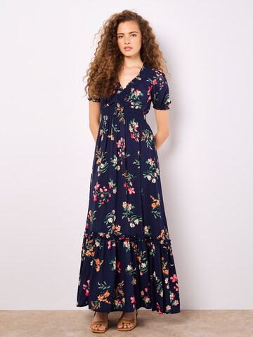 Apricot Watercolour Floral Maxi Dress ' ' in Blau: Vorderseite