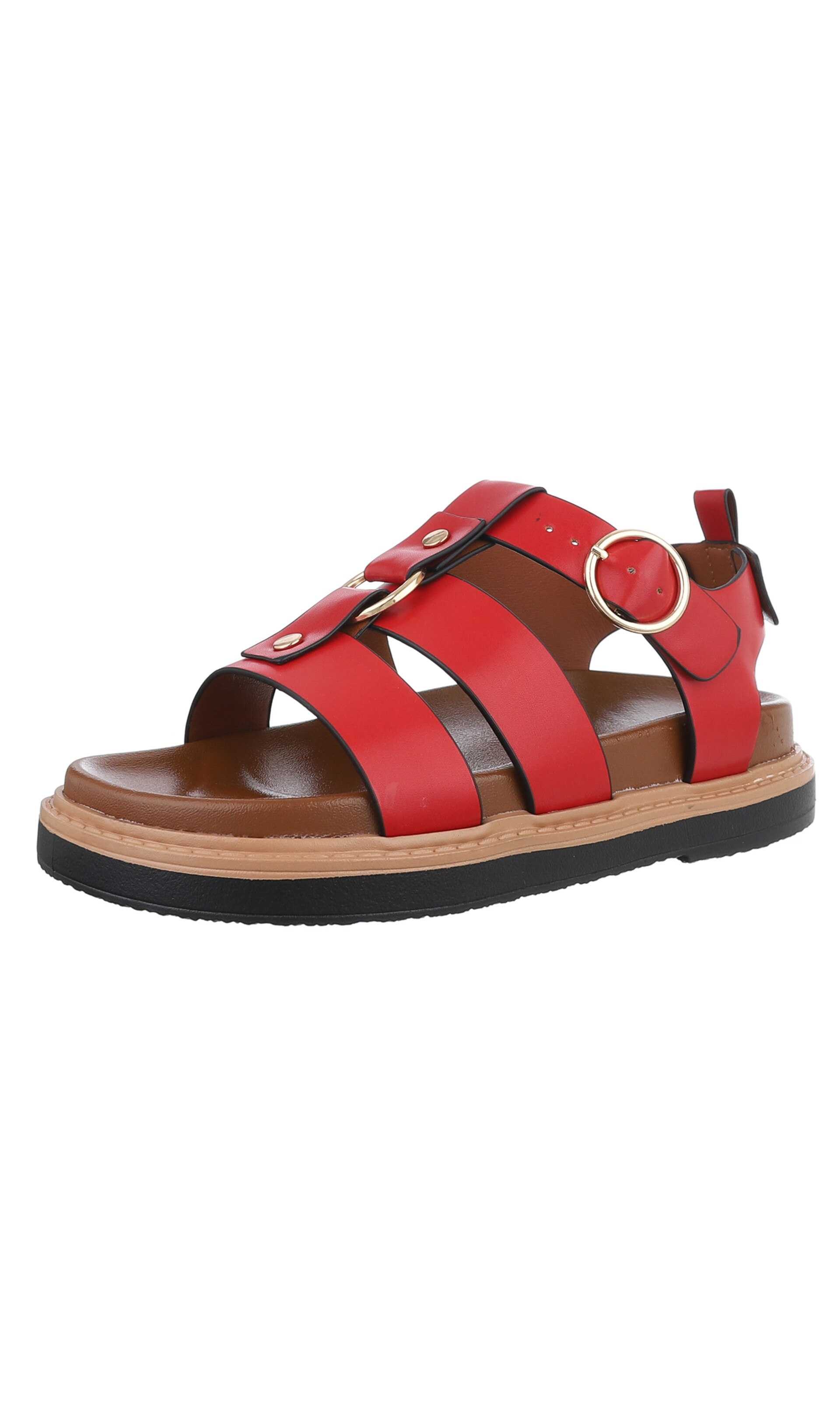 Ital-Design Strap Sandals in Red: front