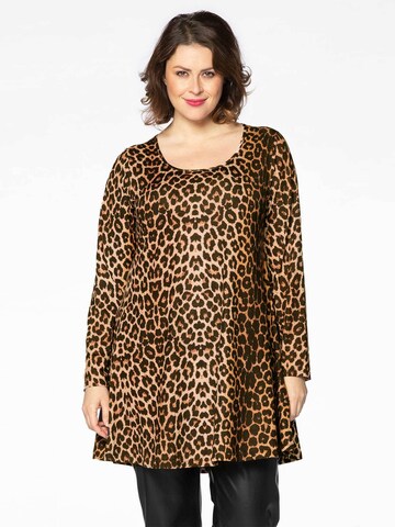 Yoek Tunic 'Leopard' in Brown: front