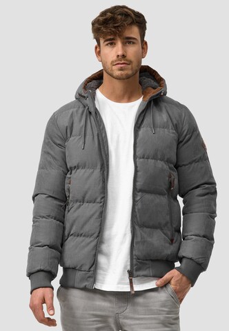 INDICODE JEANS Winter Jacket 'Adeline' in Grey: front