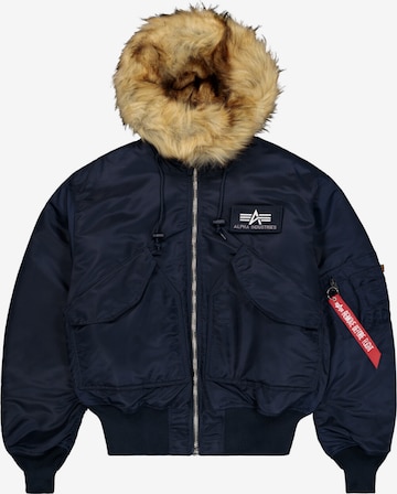 ALPHA INDUSTRIES Winterjacke '45/P Hooded Custom' in Blau: Vorderseite