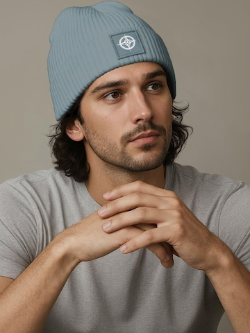 Neverless Beanie 'Kompass' in Blue: front