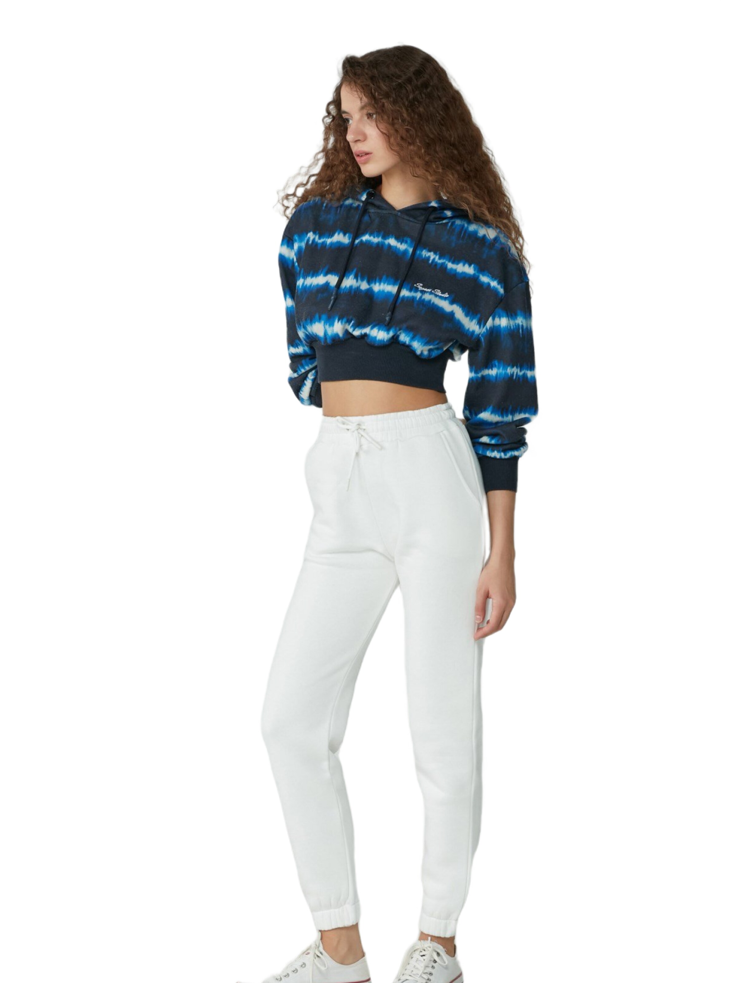 C&City Tapered Pyjamabroek in Wit: voorkant