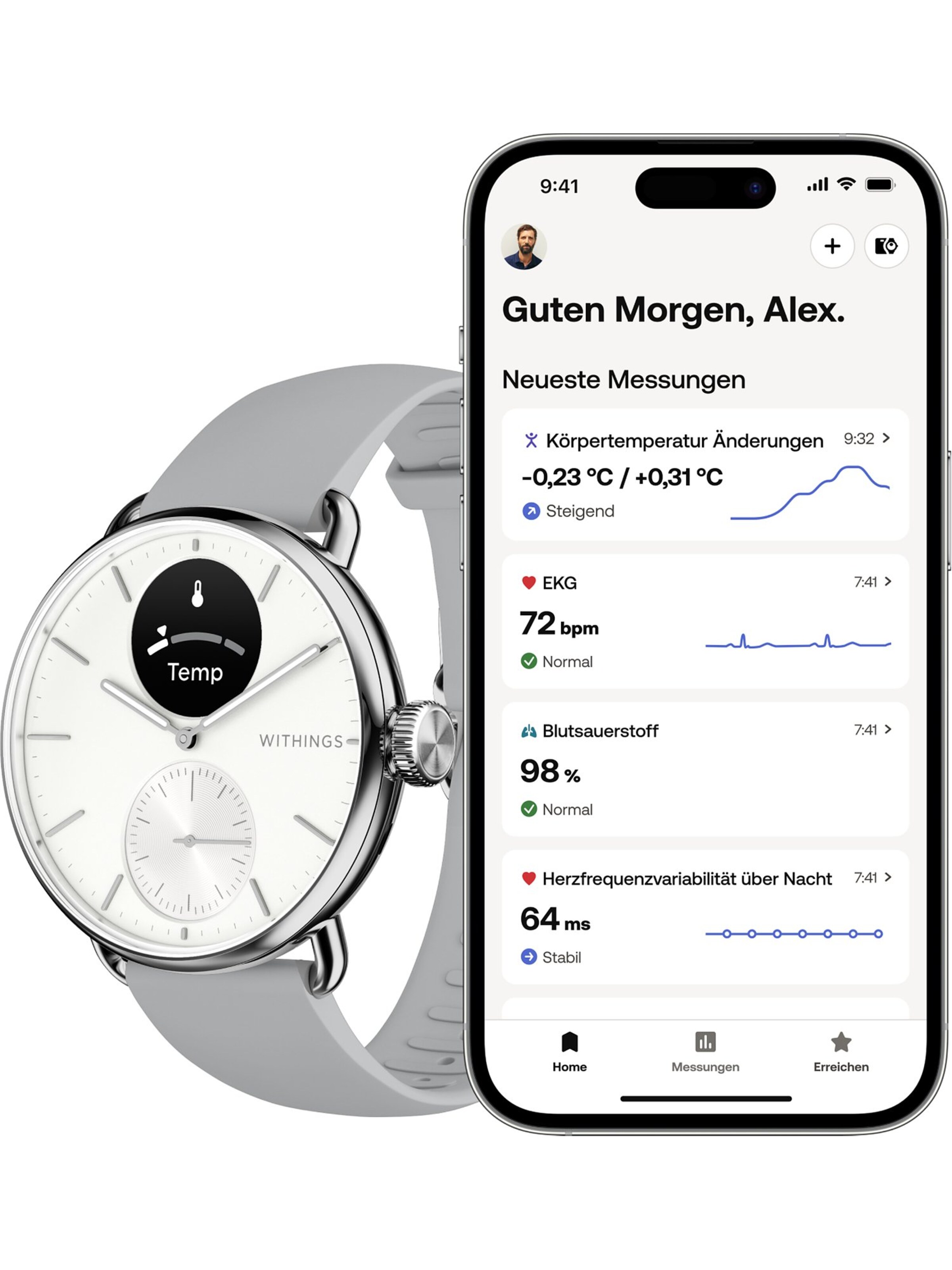 Withings Uhr 'Hybrid' in Silber