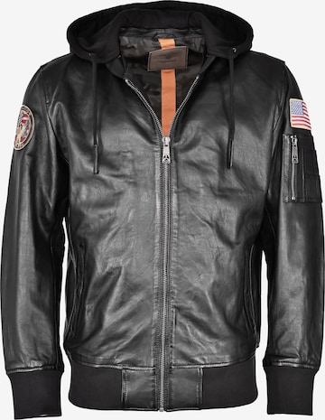 TOP GUN Lederjacke mit Kapuze ' TG20212111 ' in Schwarz: predná strana