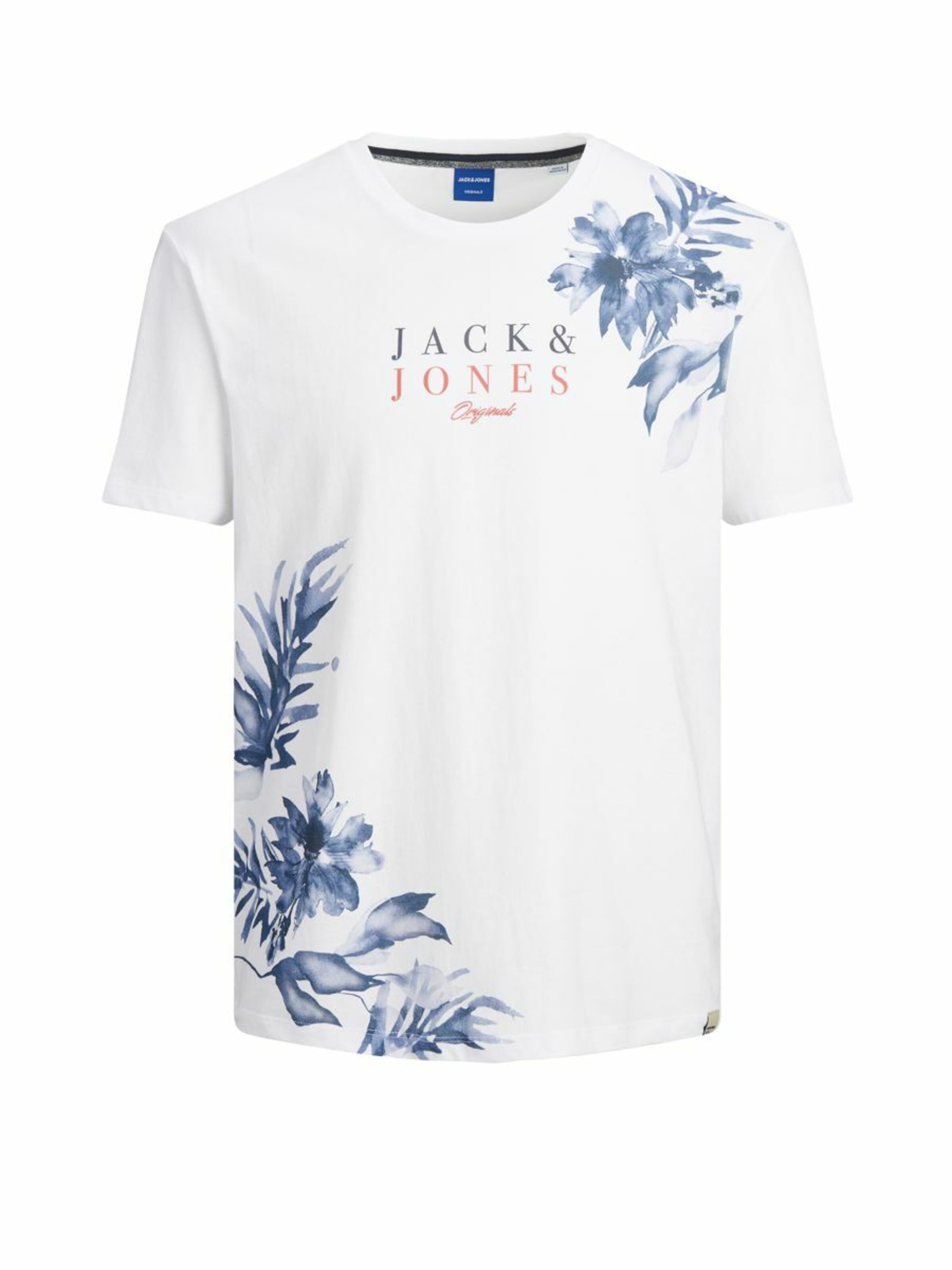 JACK & JONES Тениска 'JORCALIFLO' в бяло: отпред