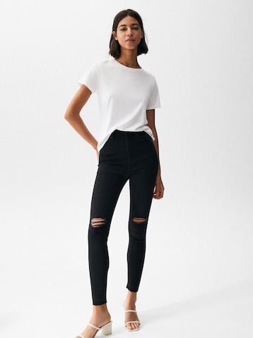 Pull&Bear Skinny Jeansy w kolorze czarny: przód