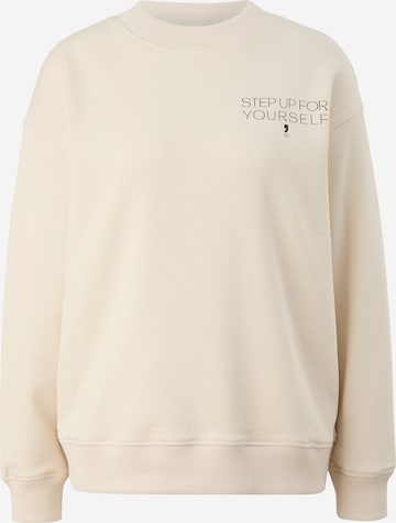 Sweat-shirt comma casual identity en beige : devant