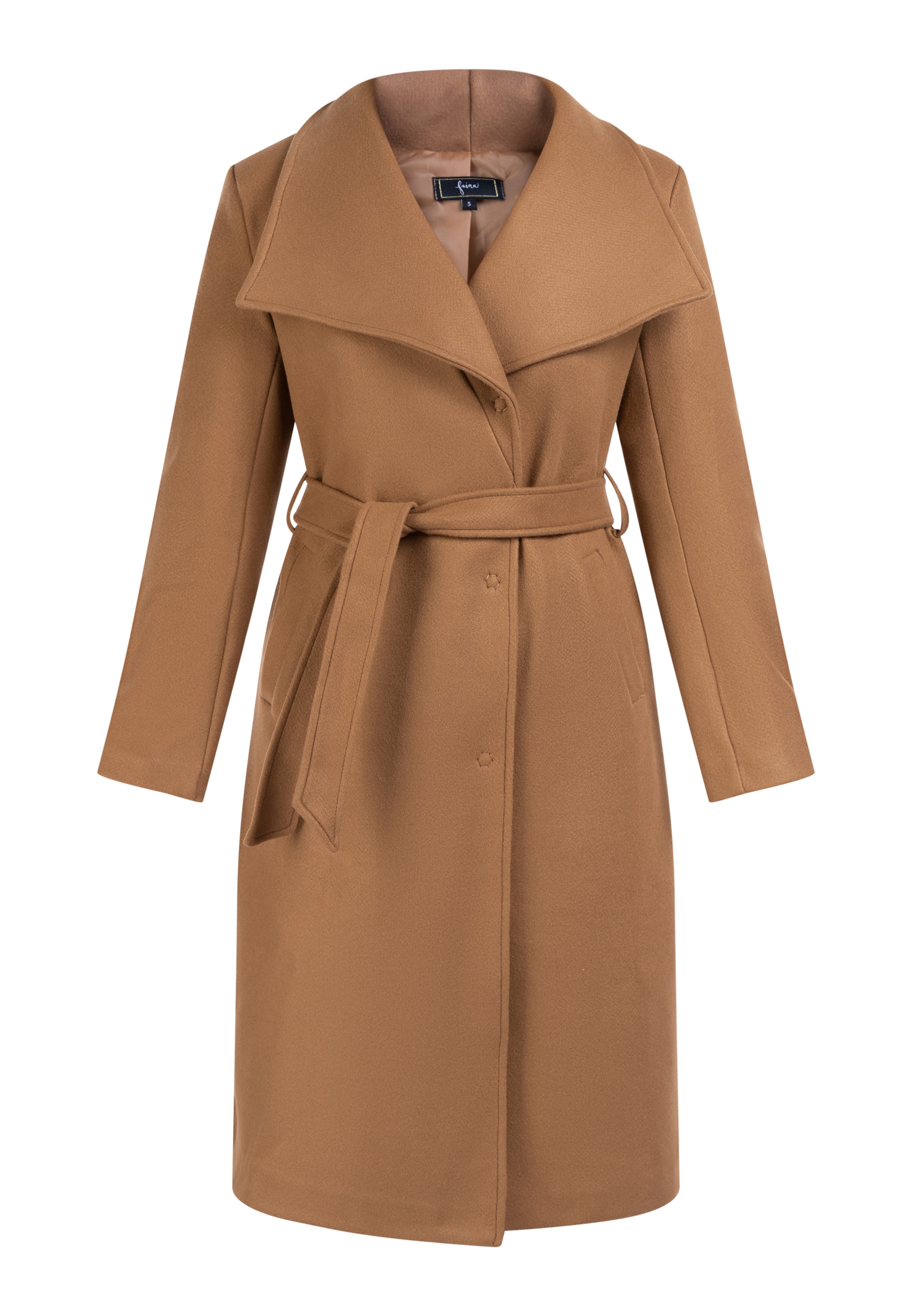faina Between-Seasons Coat in Brown: front