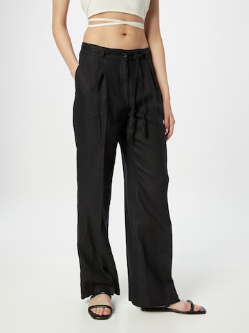 ESPRIT Wide leg Trousers with creases in Black: front