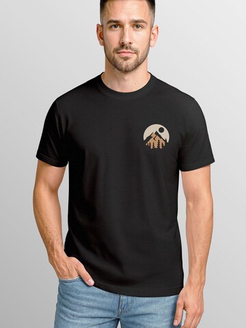 Neverless Shirt 'Mountain Scape' in Schwarz: Vorderseite