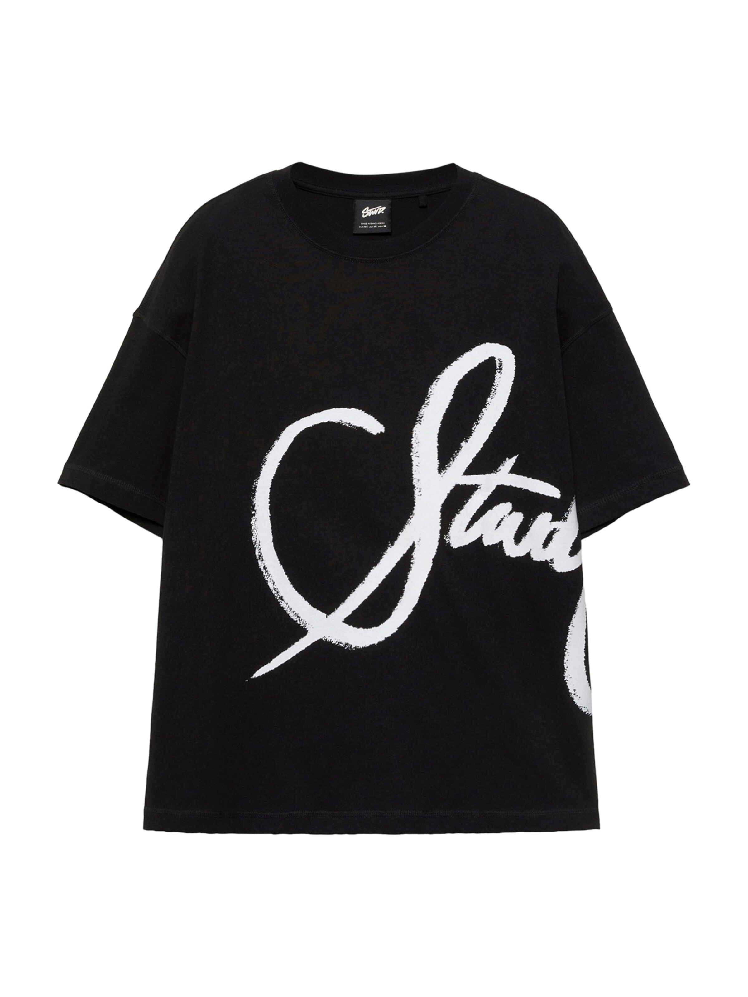 Pull&Bear Tričko 'STWD' - černá / bílá, Produkt