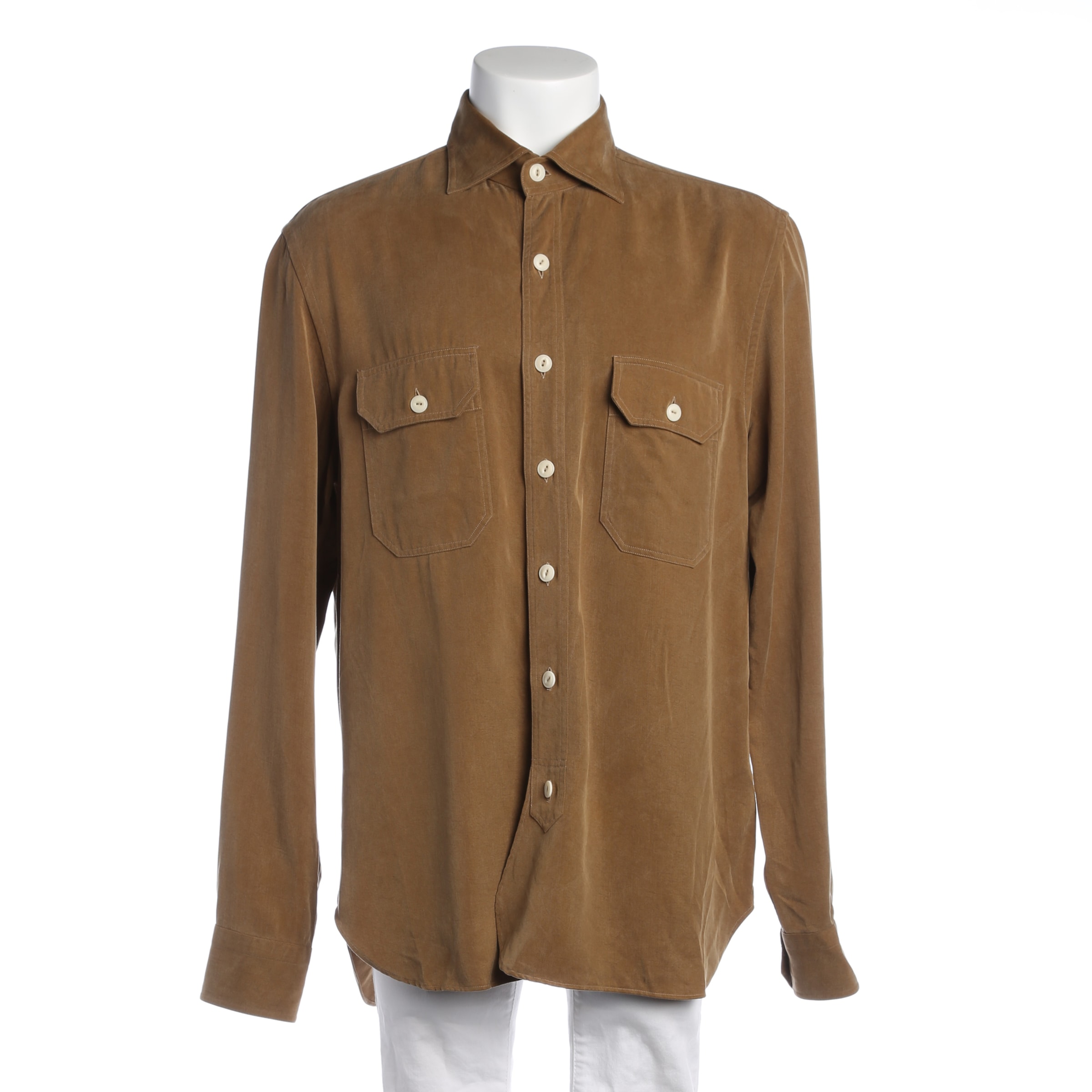 Doppiaa Button Up Shirt in M in Brown: front