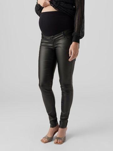 MAMALICIOUS Slimfit Jeans 'New Santos' in Zwart: voorkant