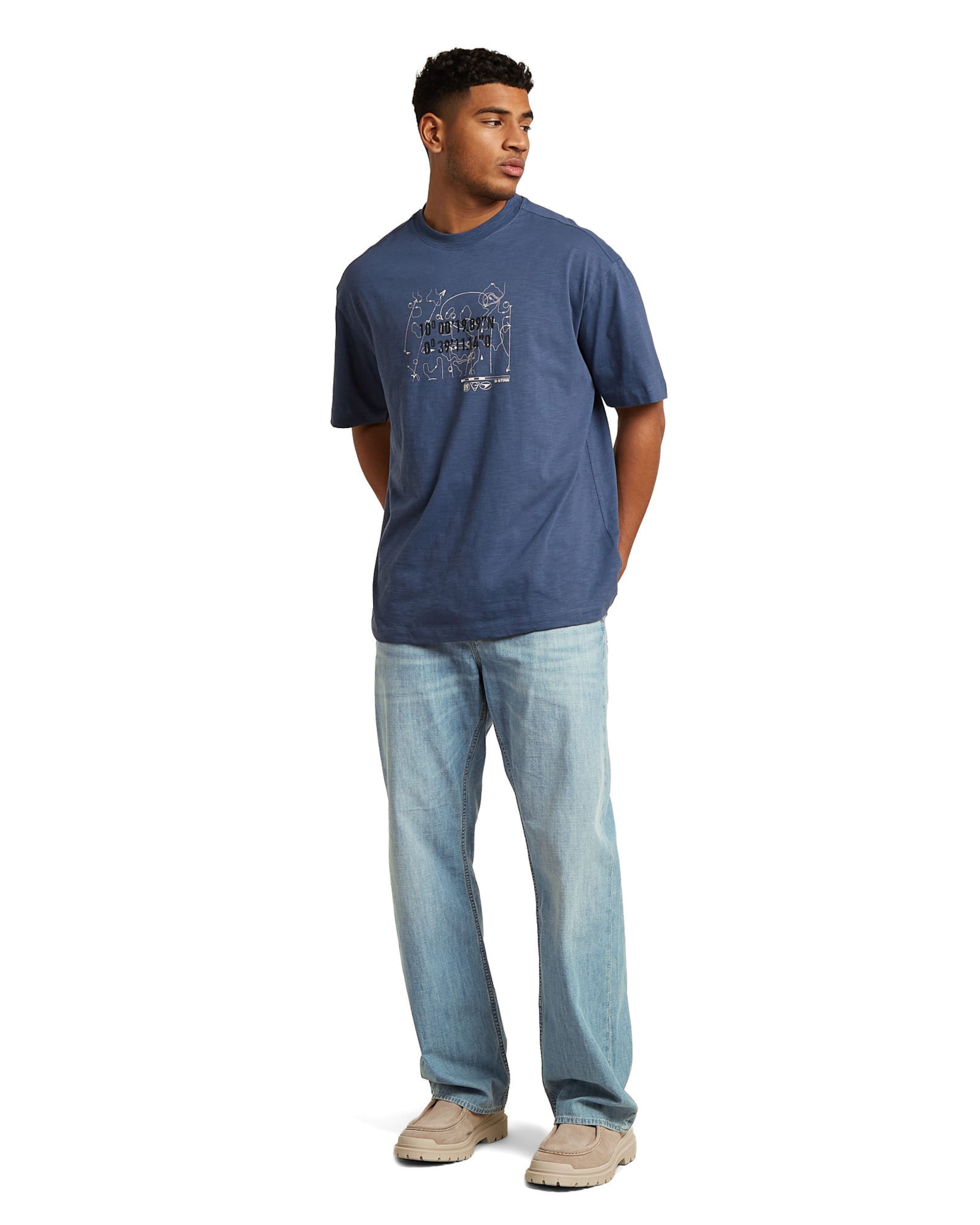 G-STAR T-Shirt - 'Coord Graphic Relaxed T-Shirt' in Blau