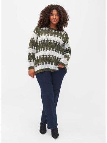 Zizzi Pullover 'Home' in Grün