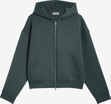 WEEKDAY Sweatjacke 'Simon' in Grün: Vorderseite