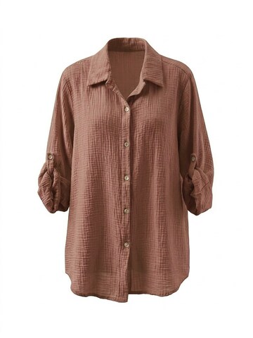 TorWeit Oversizeshirt 'Essential Cotton Shirt'‌‌‌‌ in Braun: Vorderseite