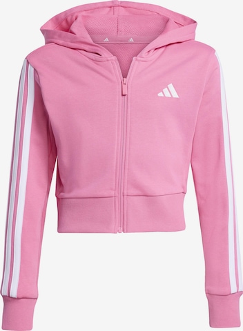 ADIDAS SPORTSWEAR Athletic Zip-Up Hoodie 'Essentials' in Pink: front
