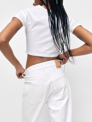 Wide Leg Jean Pull&Bear en blanc