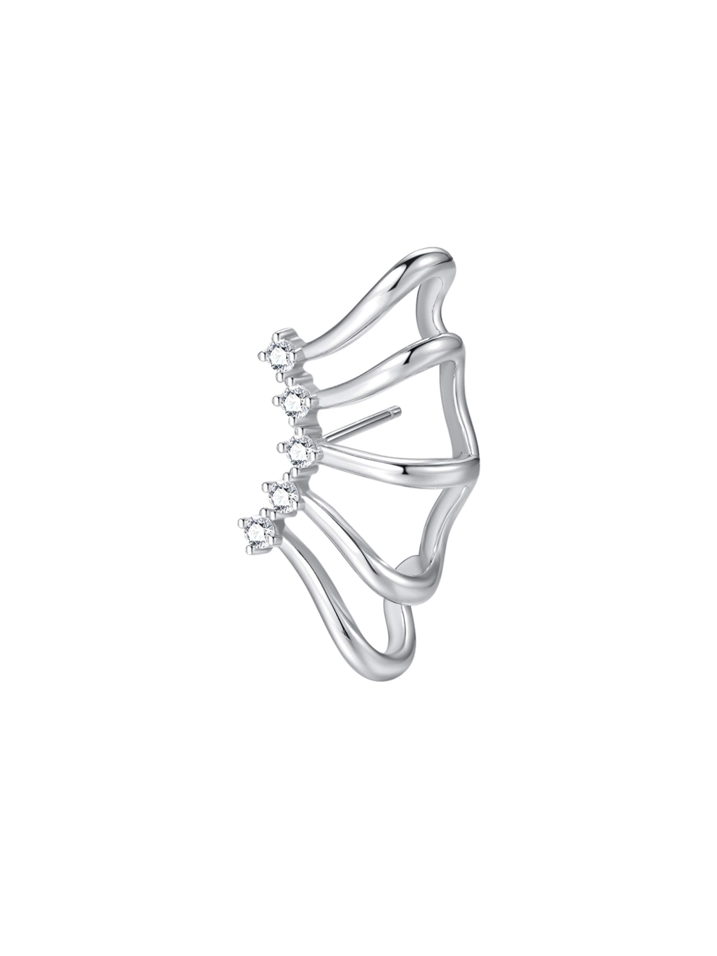 Hey Happiness - Pendientes 'Wrap Wing' en plata: frente