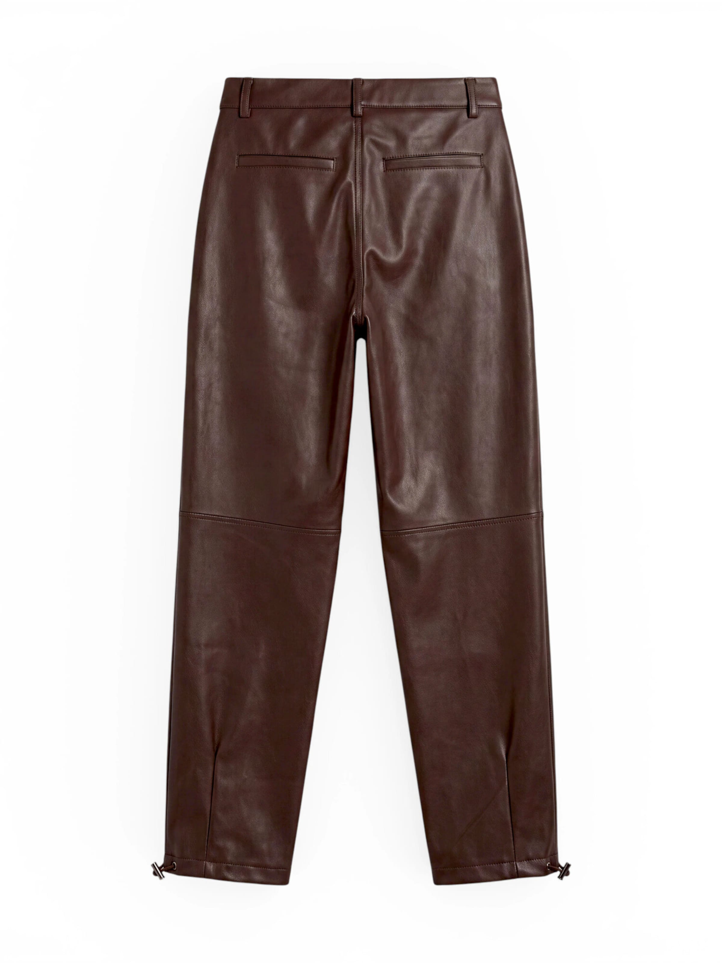 zero Regular Kunstleder-Hose mit Reißverschluss in Braun