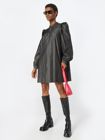 Louche Shirt Dress in Black