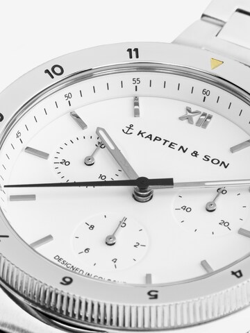 Kapten & Son Αναλογικό ρολόι 'Rise Small Silver Steel' σε ασημί