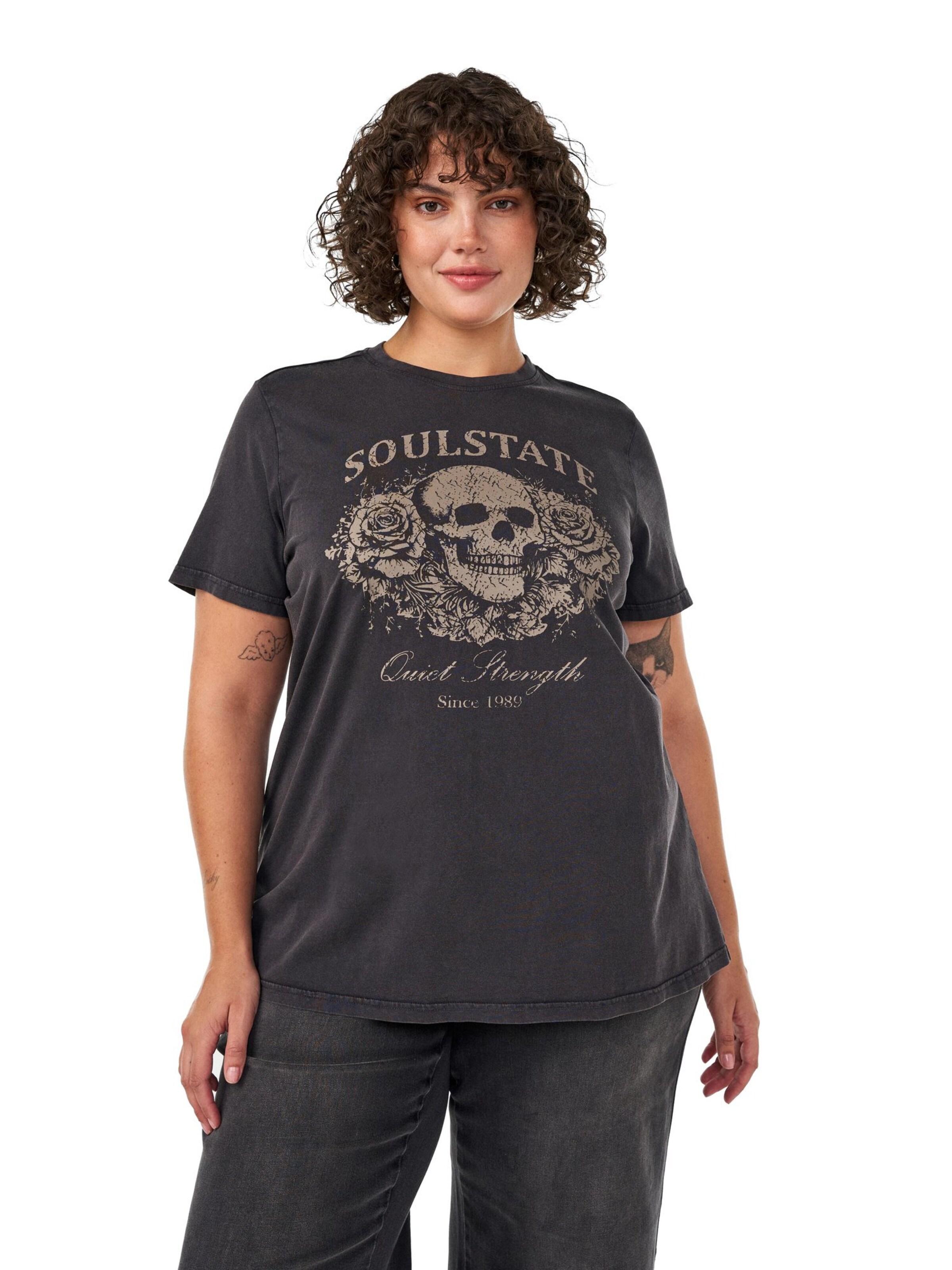 T-shirt Zizzi en gris : devant