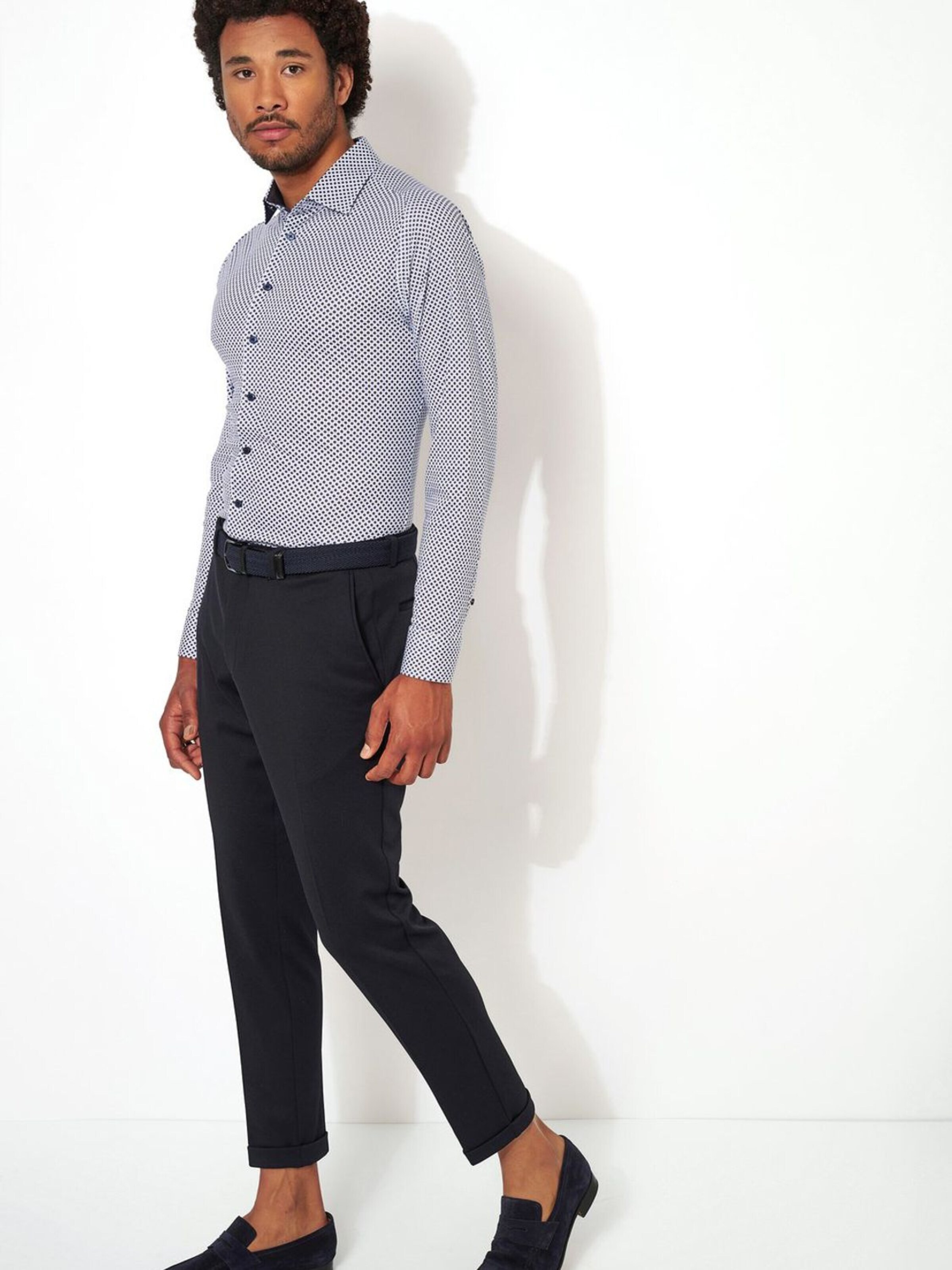 DESOTO Slim fit Button Up Shirt in Blue: front