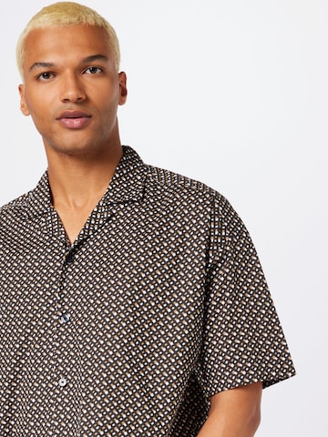 BOSS Black Comfort fit Button Up Shirt 'Drew' in Brown