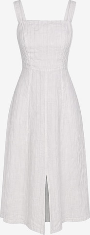 Haris Cotton - Vestido 'Square Neck Striped Linen Tie Back Dress with Front Slit' en blanco: frente