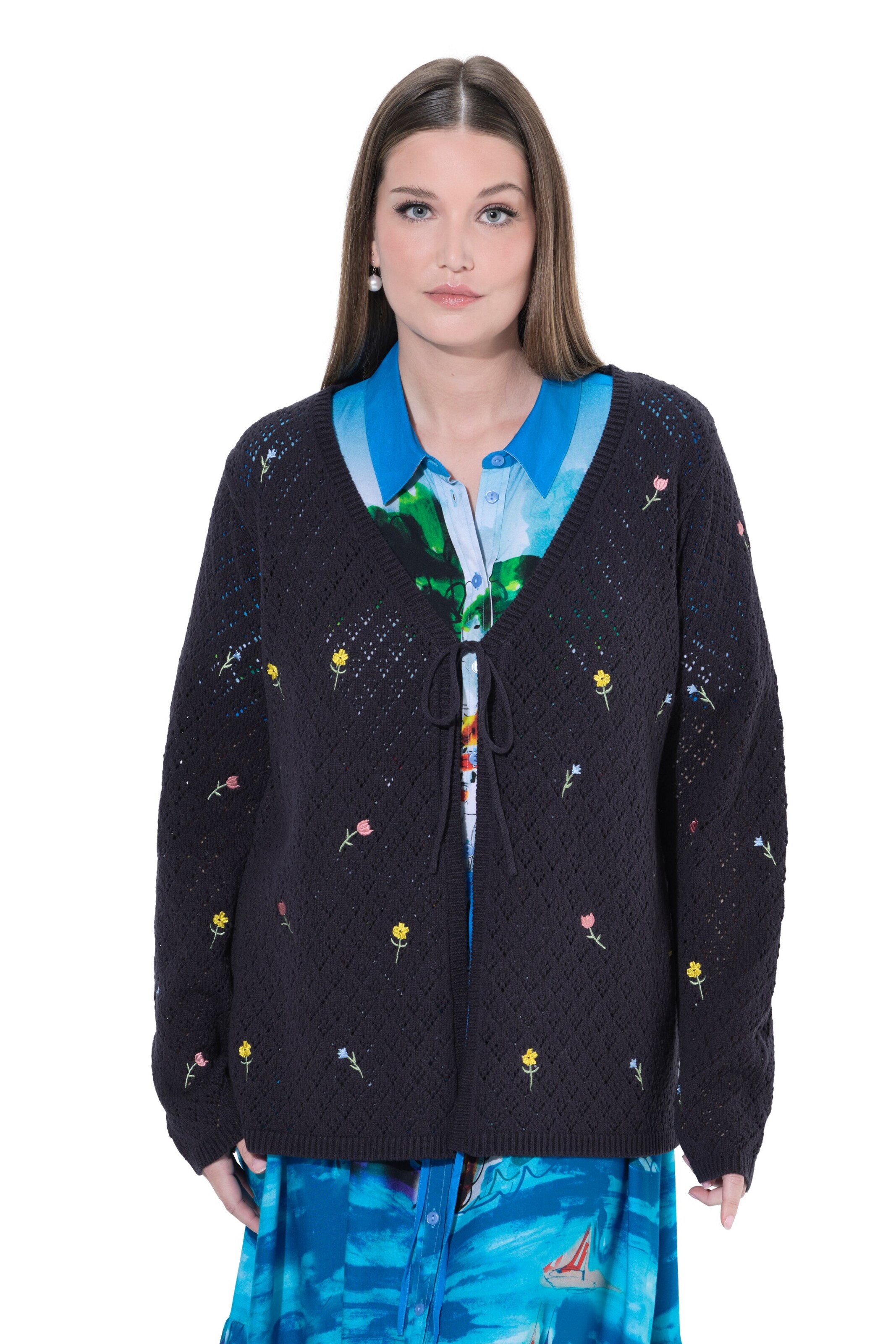 Ulla Popken Knit cardigan in Black: front