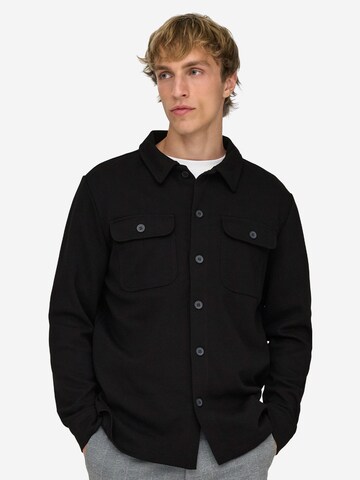 Only & Sons Regular fit Button Up Shirt 'Newkodyl' in Black