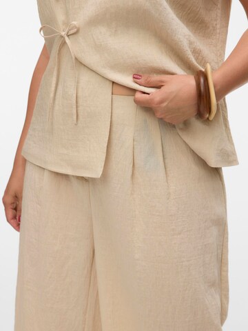 Vero Moda Curve Wide leg Bandplooibroek 'VMCFea' in Beige