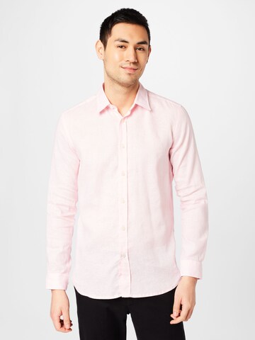 BOSS Regular fit Overhemd 'Roger' in Roze: voorkant