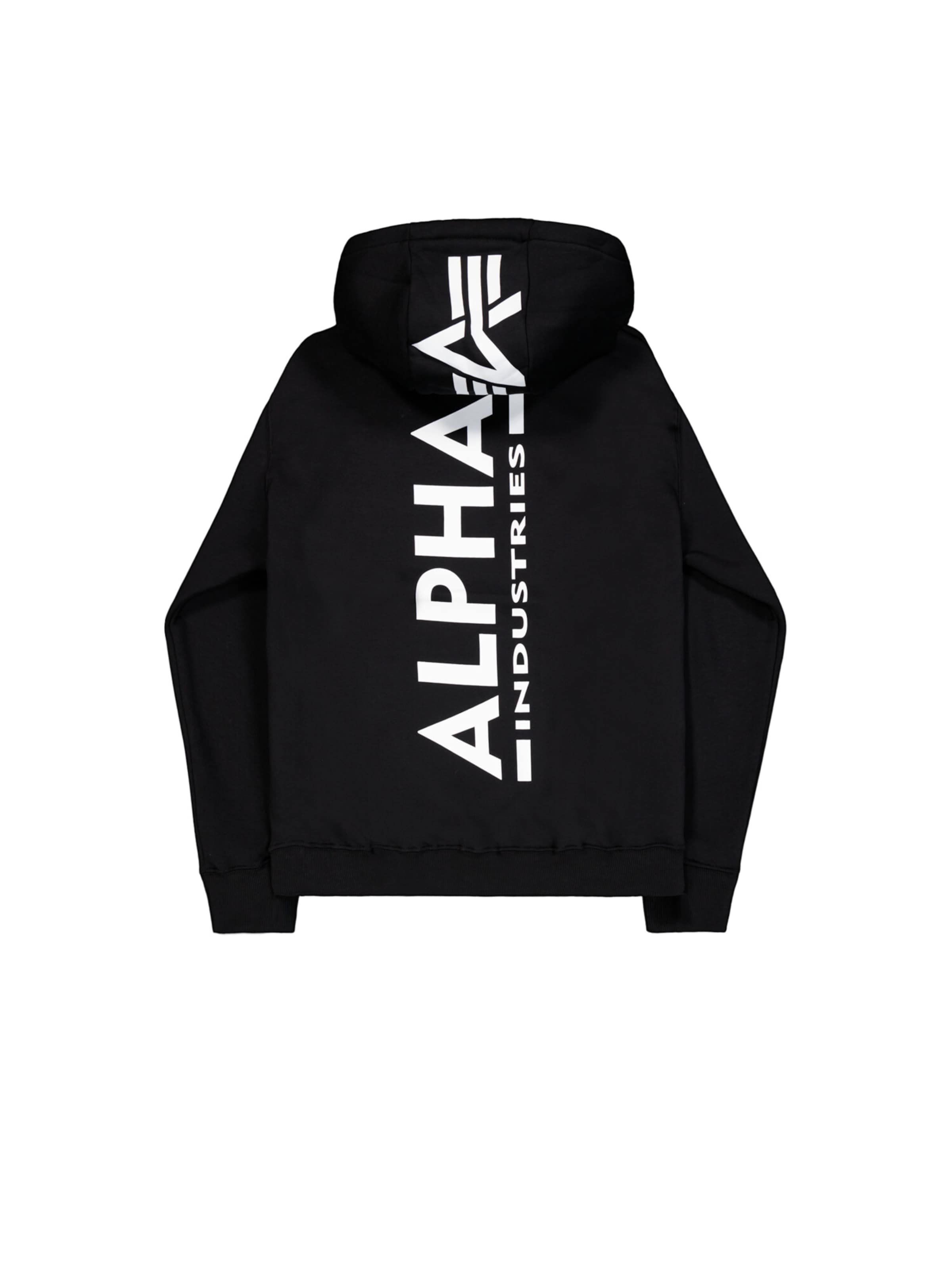 ALPHA INDUSTRIES Sweatshirt 'Backprint' in Black: front