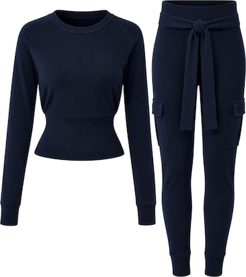 Mowi Fit Trainingspak 'Cargo Legging Set' in Blauw: voorkant