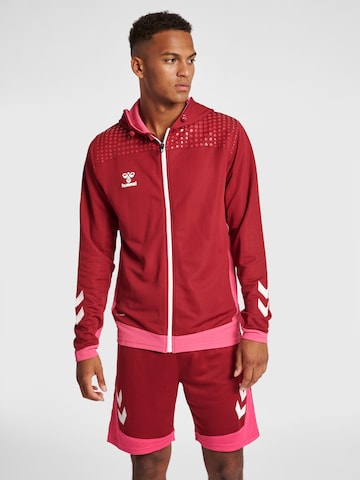 Hummel Athletic Zip-Up Hoodie 'Lead' in Red