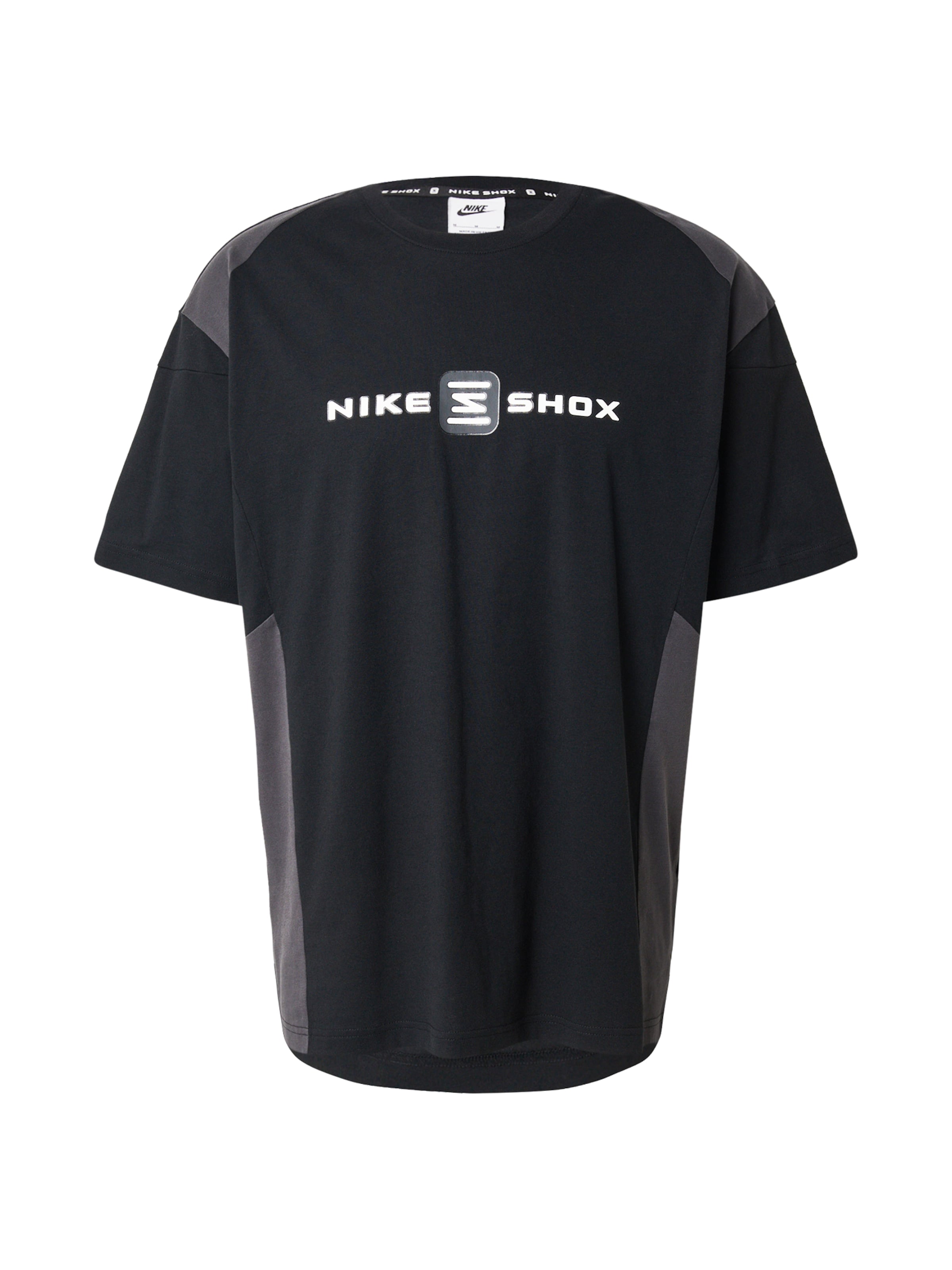 Marškinėliai 'SHOX' iš Nike Sportswear, spalva – tamsiai pilka / juoda / balta, Prekių apžvalga