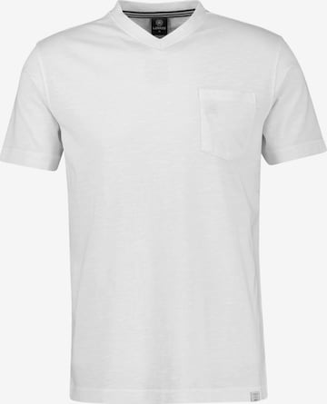 LERROS T-Shirt mit sportlichem V-Ausschnitt aus reiner Baumwolle in Weiß: Vorderseite
