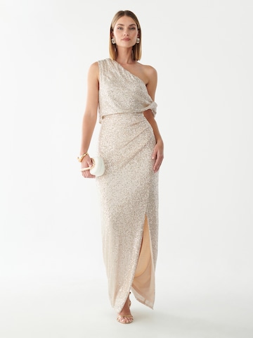 BWLDR Avondjurk 'CINDE' in Beige: voorkant