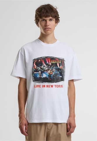 Merchcode Shirt 'Nirvana Live in New York' in Wit: voorkant