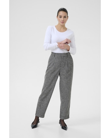 Kaffe regular Bukser med lægfolder 'KAAlba' i grå